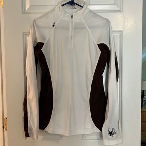 Spider 3/4 zip lightweight fleece, white and brown, size 12